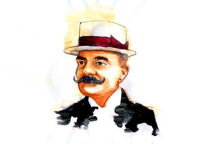 Portret włoskiego pisarza Emilio Salgari (1863-1911) autorstwa Alessandro Lonati