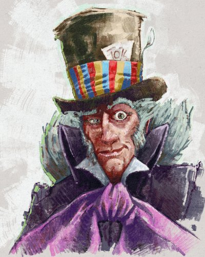 Portret szalonego kapelusznika (ilustracja) autorstwa Alessandro Lonati