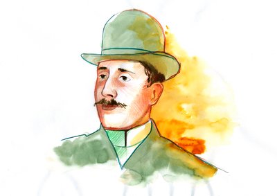 Portret poety Guillaume Apollinaire (1880-1918) (angielski poeta Guillaume Apollinaire) autorstwa Alessandro Lonati