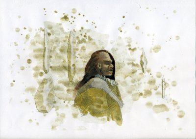 Prehistoria: Neandertalczyk z narzędziami z krzemienia Ilustracja: Alessandro Lonati autorstwa Alessandro Lonati