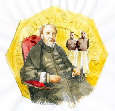 Przedstawienie Victora Schoelchera (1804-1893) francuskiego polityka (Portret francuskiego pisarza abolicjonisty Victora Schoelchera) Ilustracja: Alessandro Lonati autorstwa Alessandro Lonati