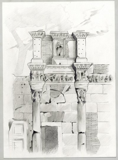 Ruiny z czasów rzymskich w Rzymie, Forum (foro romano) Rysunek Alessandro Lonati. autorstwa Alessandro Lonati