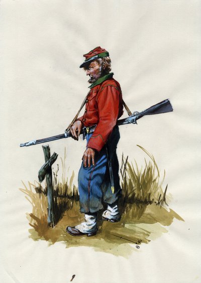 Drugie Cesarstwo (1852-1870): zjednoczenie Włoch (Risorgimento), ochotnik armii Garibaldiańskiej, znany jako bojownik „czerwonej koszuli” dla sprawy Giuseppe Garibaldiego (1807-1882) we Włoszech autorstwa Alessandro Lonati