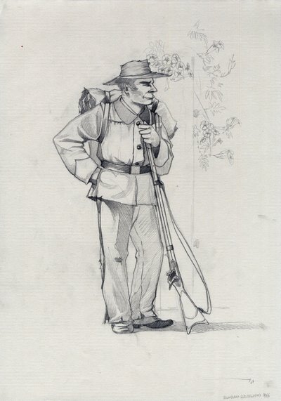 Drugie Cesarstwo (1852-1870): zjednoczenie Włoch (Risorgimento), ochotnik armii Garibaldiańskiej, znany jako bojownik „czerwonej koszuli” dla sprawy Giuseppe Garibaldiego (1807-1882) we Włoszech autorstwa Alessandro Lonati