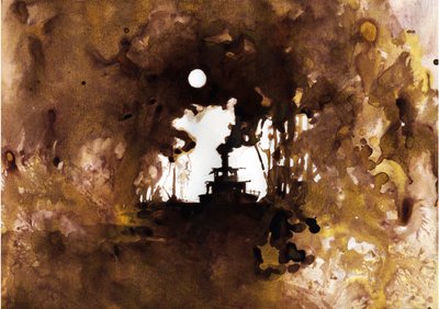 Statek Ilustracja do nowego „W sercu ciemności” Josepha Conrada. 2012 autorstwa Alessandro Lonati