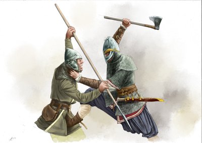 Walka wojowników wikingów autorstwa Alessandro Lonati