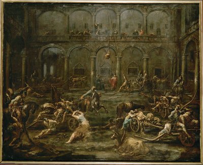 Przybycie galerników do więzienia w Genui (obraz na płótnie) autorstwa Alessandro Magnasco