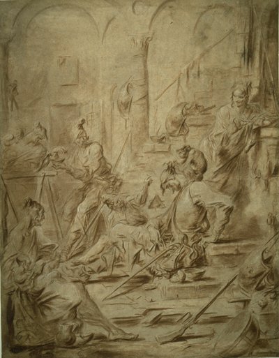 Grupa Picaresque z małpą i sroką autorstwa Alessandro Magnasco