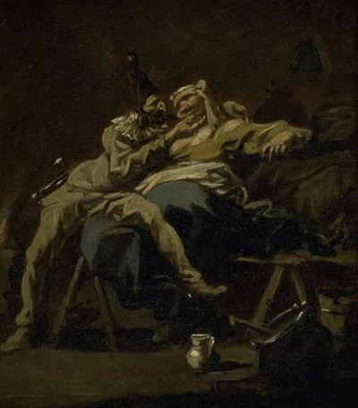 Pulcinella i Colombina autorstwa Alessandro Magnasco