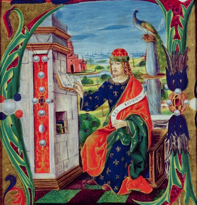 Historiowany inicjał "A" przedstawiający króla Salomona, szkoła lombardzka, ok. 1499-1511 r. autorstwa Alessandro Pampurino