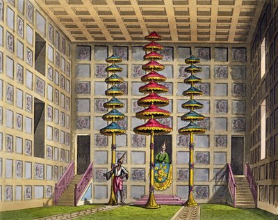 Audience Hall, Cochin China, płyta 88 z „Le Costume Ancien et Moderne” Julesa Ferrario, sztychowana przez Gaetano Zancona (1771-1816) wydana ok. 1820-30 autorstwa Alessandro Sanquirico