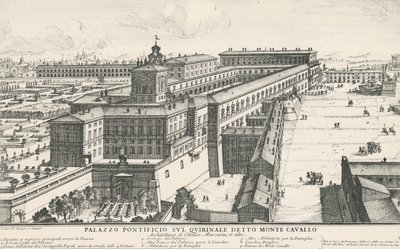 Pałac Papieża na Kwirynale, znany również jako Monte Cavallo, rysunek i rycina Alessandro Specchi (1668-1729), Włochy autorstwa Alessandro Specchi