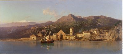 Widok na Taorminę na Sycylii z Etną w tle, 1868 autorstwa Alessandro la Volpe