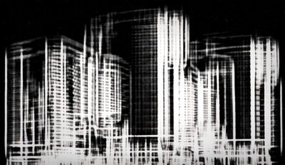 fragment Miasta #3,2019,)media mieszane) autorstwa Alex Caminker