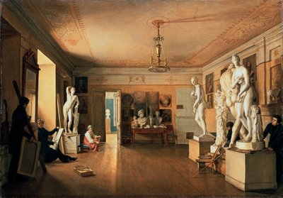 „Pracownia artysty Aleksieja Wenetsianowa w Petersburgu”, 1827 r. autorstwa Alexander Alexeyev