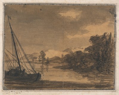 Rzeka i łódź autorstwa Alexander Cozens