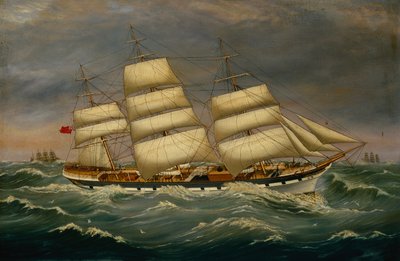 Benleuch z trzema masztami do strzyżenia w fali (olej na płótnie) autorstwa Alexander Cromarty