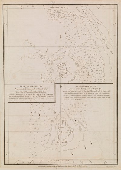 Plan Wyspy Orlej i Wyspy Ptasiej, koniec XVIII - początek XIX wieku (papier) autorstwa Alexander Dalrymple