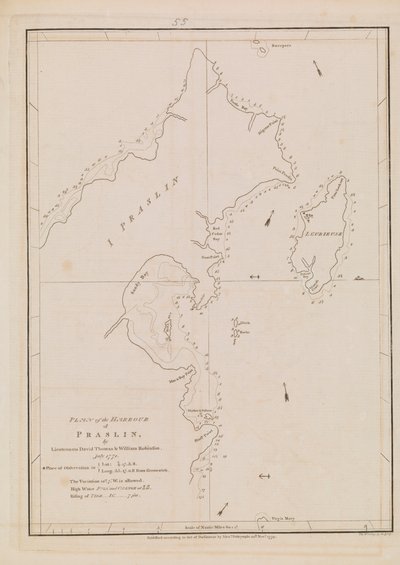Plan portu Praslin, koniec XVIII - początek XIX wieku (papier) autorstwa Alexander Dalrymple