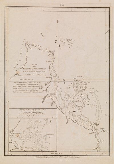 Plan portu na Seszelach, koniec XVIII - początek XIX wieku (papier) autorstwa Alexander Dalrymple