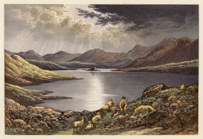 Sceneria szkockiego jeziora: Loch Doon (kolorowa litografia) autorstwa Alexander Francis (after) Lydon