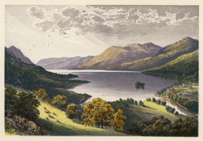 Sceneria szkockiego jeziora: Loch Earn (kolorowa litografia) autorstwa Alexander Francis (after) Lydon
