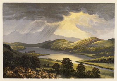 Sceneria szkockiego jeziora: Loch Fad (kolorowa litografia) autorstwa Alexander Francis (after) Lydon