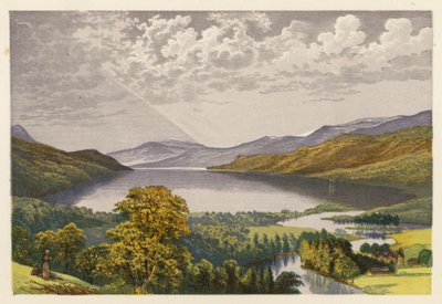 Sceneria szkockiego jeziora: Loch Tay (kolorowa litografia) autorstwa Alexander Francis (after) Lydon