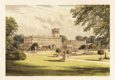 Trentham Hall, Staffordshire, Anglia. ,1880 (grawerowanie) autorstwa Alexander Francis (after) Lydon