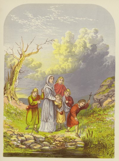 Christiana i jej dzieci przybywają do Slough of Despond autorstwa Alexander Francis Lydon