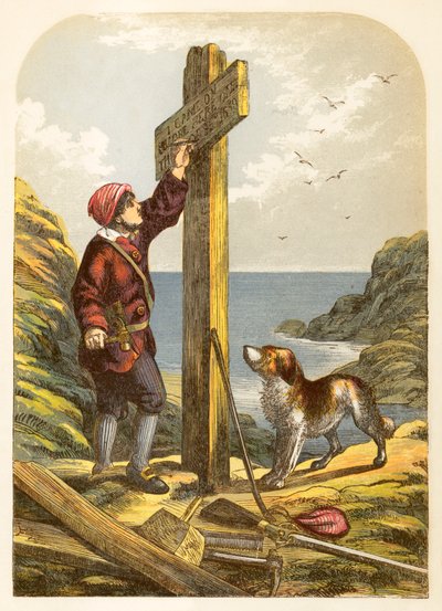 Robinson Crusoe stawia słup na brzegu autorstwa Alexander Francis Lydon