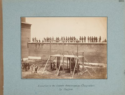 Egzekucja spiskowców w sprawie zabójstwa Lincolna. Rusztowanie autorstwa Alexander Gardner