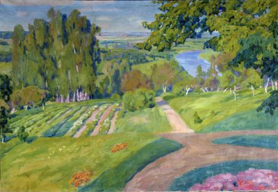 Posiadłość wiejska. Malarstwo Aleksandra Fiodorowicza Gausha (1873-1947), olej na płótnie, ok. 1910 r., sztuka rosyjska, secesja. Regionalne Muzeum Sztuki im. M. Vrubela, Omsk (Rosja). autorstwa Alexander Gaush