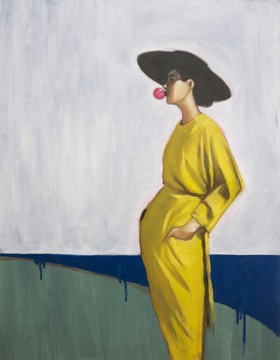 Elegancka kobieta w różowej sukience z falbanami autorstwa Alexander Grahovsky