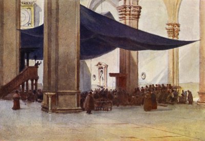 Florencja, Wnętrze katedry w okresie wielkopostnych kazań (litografia kolorowa) autorstwa Alexander Henry Hallam Murray
