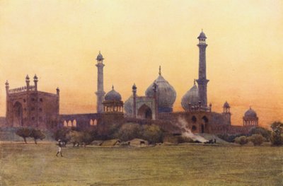 Jama Masjid, Delhi, o zachodzie słońca autorstwa Alexander Henry Hallam Murray