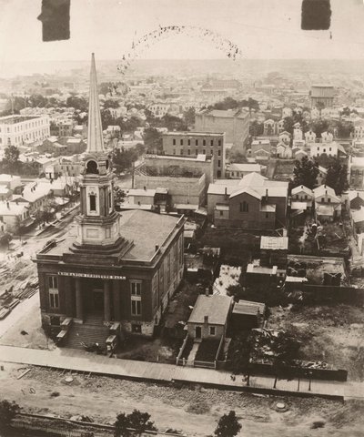 Widok na południe z kopuły gmachu sądu w Chicago, 1858 autorstwa Alexander Hesler