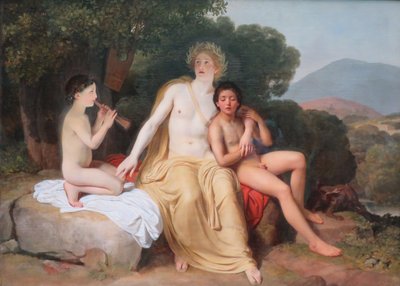 Rosyjski: "Apollo, Hyacinthus i Cyparissus grający muzykę i śpiewający" Apollo, Hyacinthus i Cyparissus grający muzykę i śpiewający autorstwa Alexander Ivanov