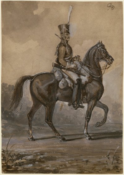 Rosyjski dragon - Sauerweid, Aleksander Iwanowicz (1783-1844) - 1820 - Akwarela na papierze - 22,9x16,2 - Kolekcja prywatna autorstwa Alexander Ivanovich Sauerweid