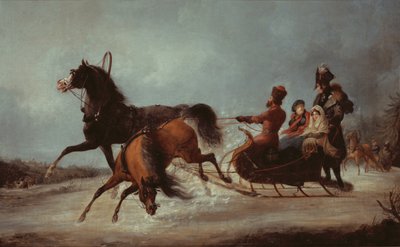Cesarzowa Elżbieta w saniach (olej na płótnie) autorstwa Alexander Ivanovich Sauerweid