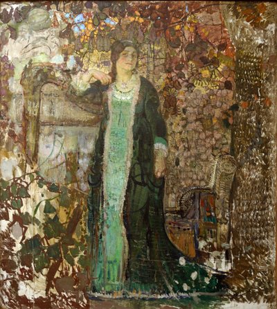 Harfistka. Portret Tatiany Sergeevny Bartseva (1886-1984) par Savinov, Aleksander Iwanowicz (1881-1942) autorstwa Alexander Ivanovich Savinov