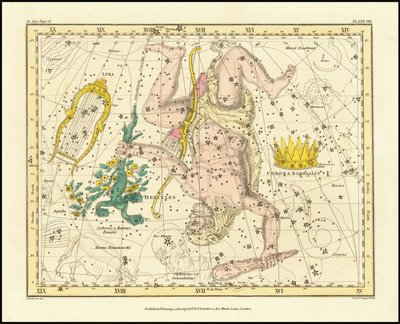 1822 - Alexander Jamieson - Corona Borealis, Herkules i Cerber oraz Lyra autorstwa Alexander Jamieson