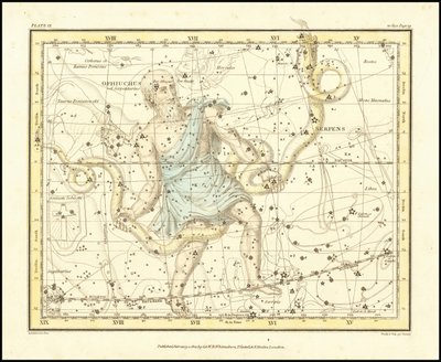 1822 - Alexander Jamieson - Ophiuchus i Wąż (oraz Scutum Sobieski) autorstwa Alexander Jamieson