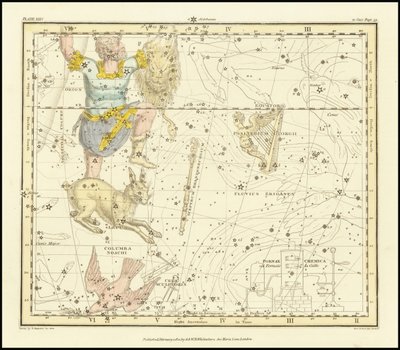 1822 - Alexander Jamieson - Orion, Psaltriem Georgii, Sceptrum Brandenburgium, Lepus i Columba Noachi autorstwa Alexander Jamieson