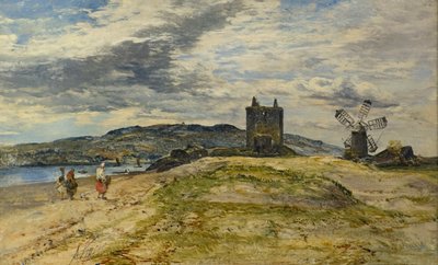 Zamek Broughty, ok. 1860 (olej na desce) autorstwa Alexander Jnr. Fraser