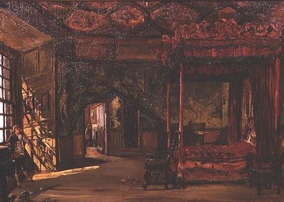 Sypialnia Królowej Marii, Holyrood (olej) autorstwa Alexander Jnr. Fraser