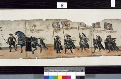 Fragment obrazu The Huntly Funeral Procession, który podobno został użyty podczas pogrzebu George