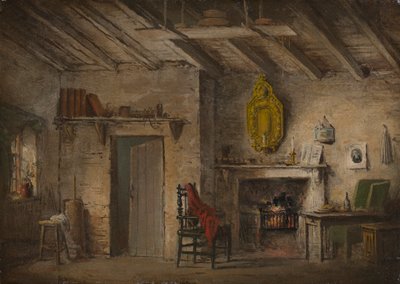 Scenografia do Heart of Midlothian; Chata Dziekana autorstwa Alexander Nasmyth