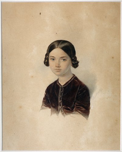 Portret Sofii Aleksandrowny Briullowej (1848-1901) par. Sokołowa, Aleksandra Pietrowicza (1830-1911). Akwarela na tekturze, koniec lat 50. - początek lat 60. XIX wieku, Państwowe Muzeum A.S. Puszkin, Moskwa autorstwa Alexander Petrovich Sokolov