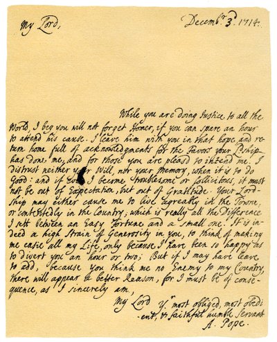 List Aleksandra Papieża do Charlesa Montagu, 3 grudnia 1714 r. autorstwa Alexander Pope